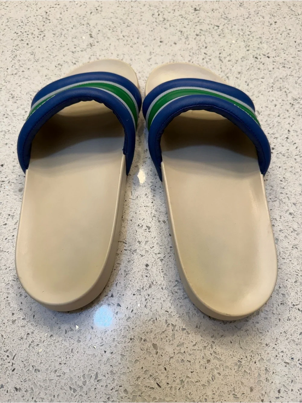 Tory Burch Blue, Green & White Padded Slide Sandals